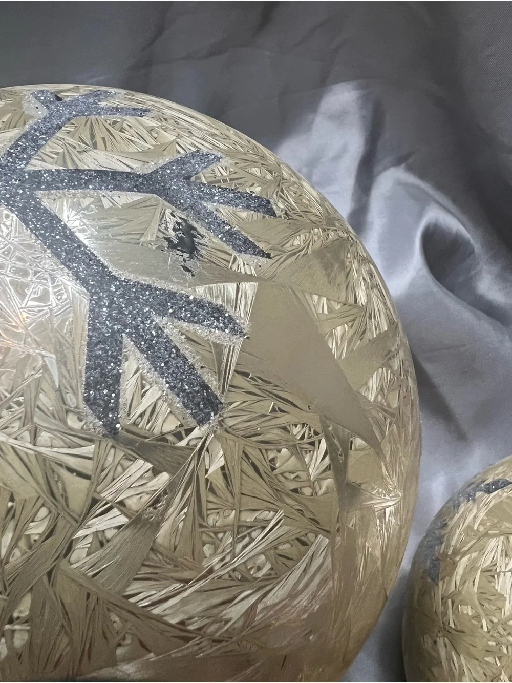 Holiday Decorative Snowflake Light Up Glass Spheres - Gold